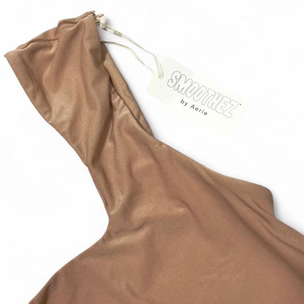 Aerie Smoothez Square Neck Bodysuit Tan Tank Style Womens Small Thong NWT - Picture 2 of 6